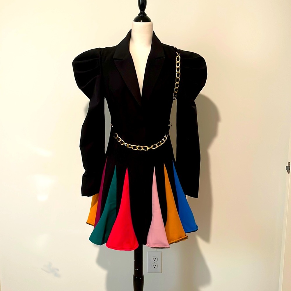 Multi colored black blazer dress!